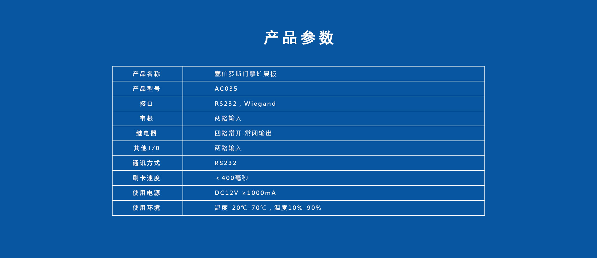 门禁扩展板产品参数