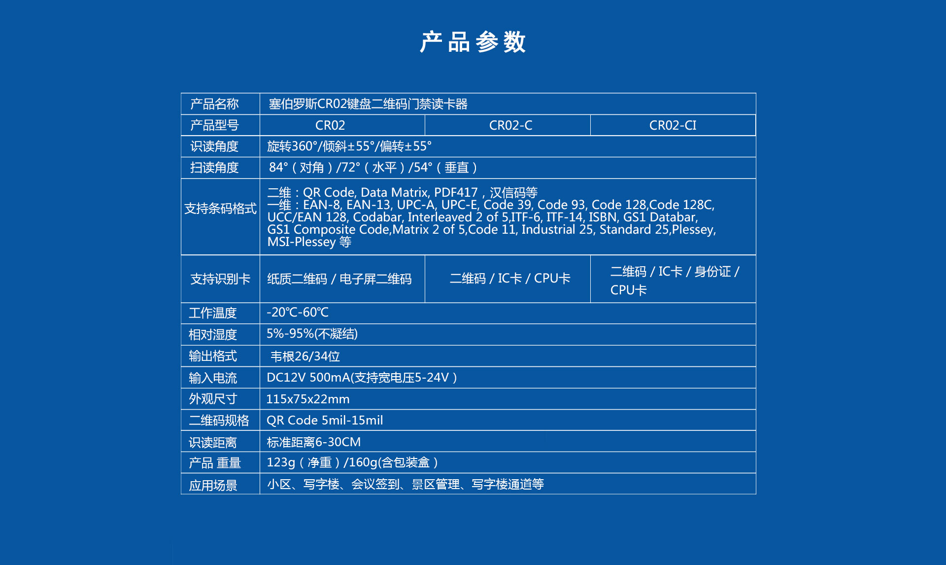 产品参数